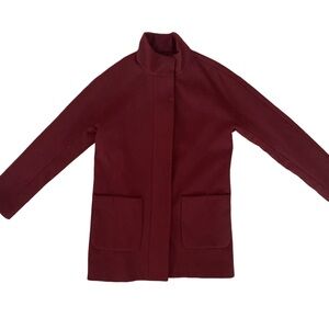 Mock Neck Burgundy Women's Coat